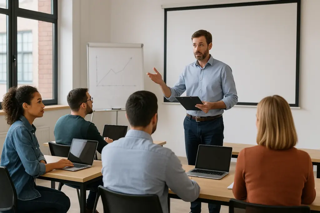 Instructor leading hands-on professional training session